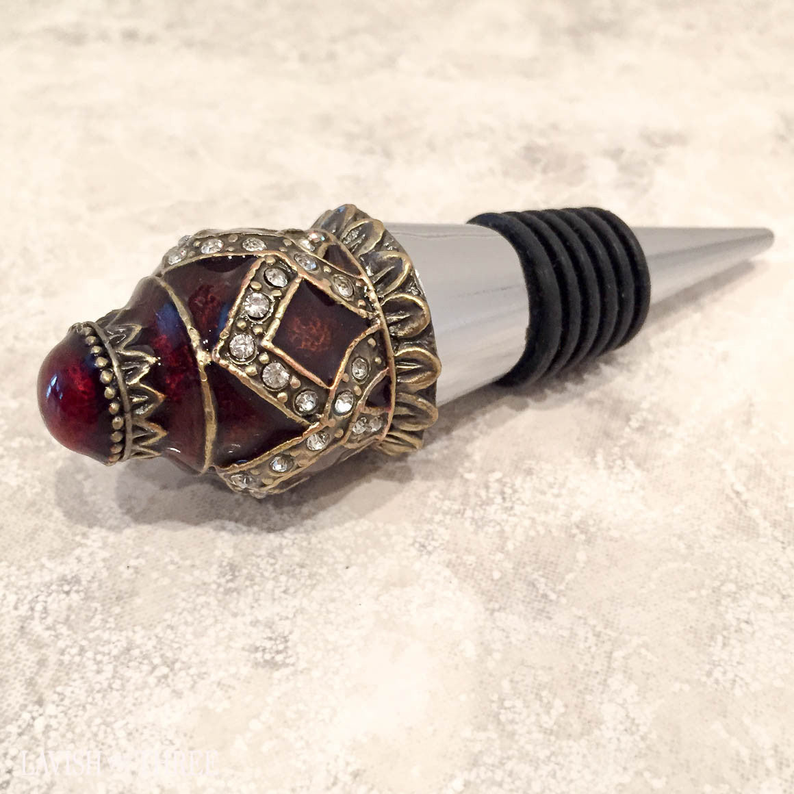 Embellished jeweled crown wine bottle stopper topper sealer lavish three 3