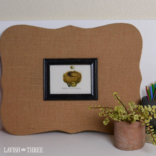 Cork board burlap wood frame planner wall art decor for office organization