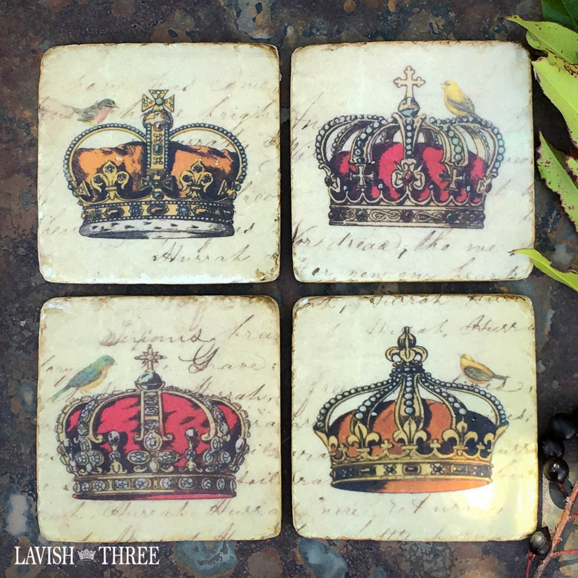 Crown coasters with bird Lavish three 3