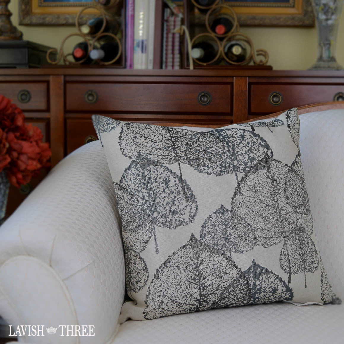 Jacquard Leaves accent decorator throw pillow