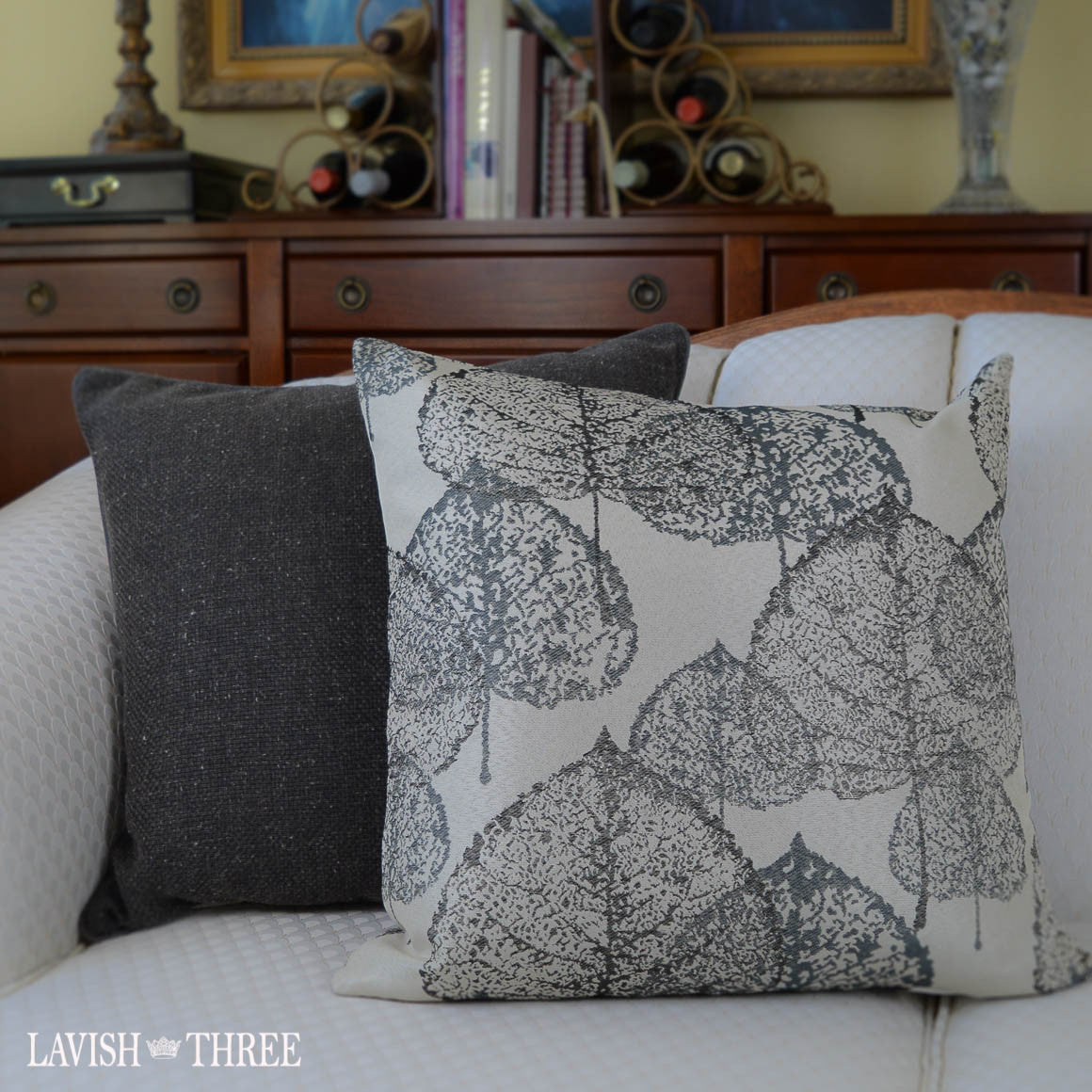 Jacquard Leaf decorator accent throw pillow