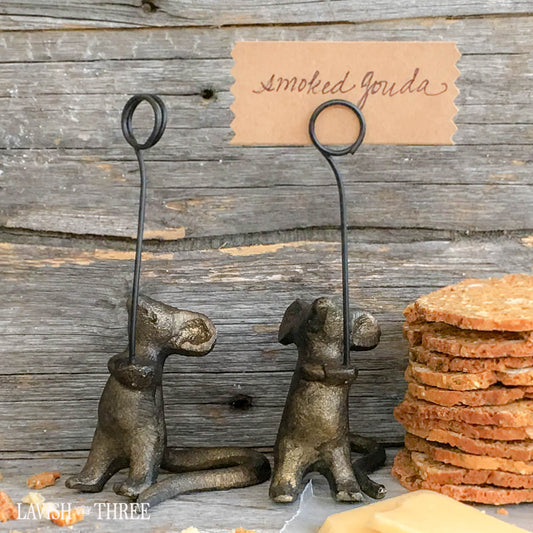 Cast iron bronze mice mouse place card sign photo holder Lavish three 3