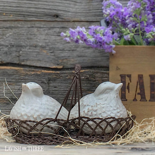 salt and pepper shaker bird in basket nest lavish three 3