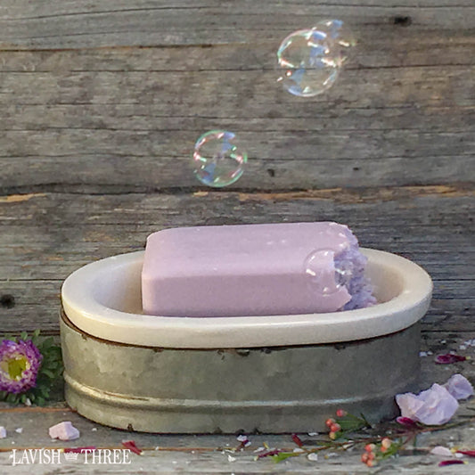 Metal porcelain shabby chic country soap dish lavish three 3
