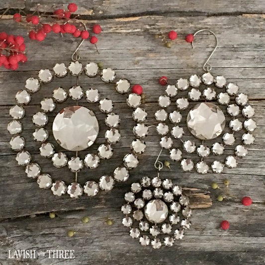 Round crystal jeweled ornaments Lavish three 3