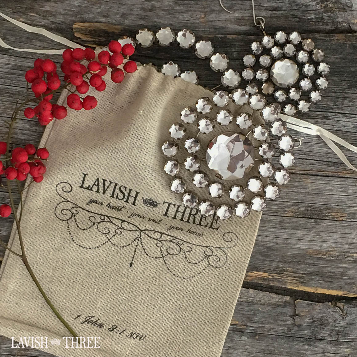 Round crystal jeweled ornaments Lavish three 3