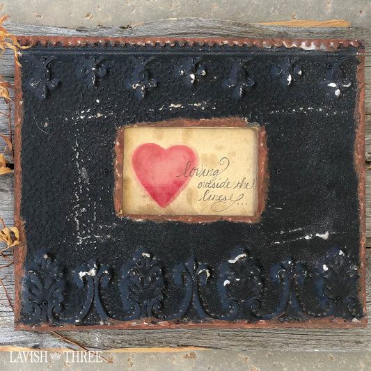 Black metal rustic shabby chic embossed picture frame lavish three 3