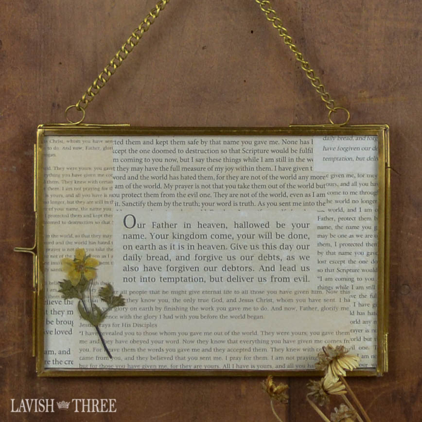 Brass and glass hinged hanging frame 5x7