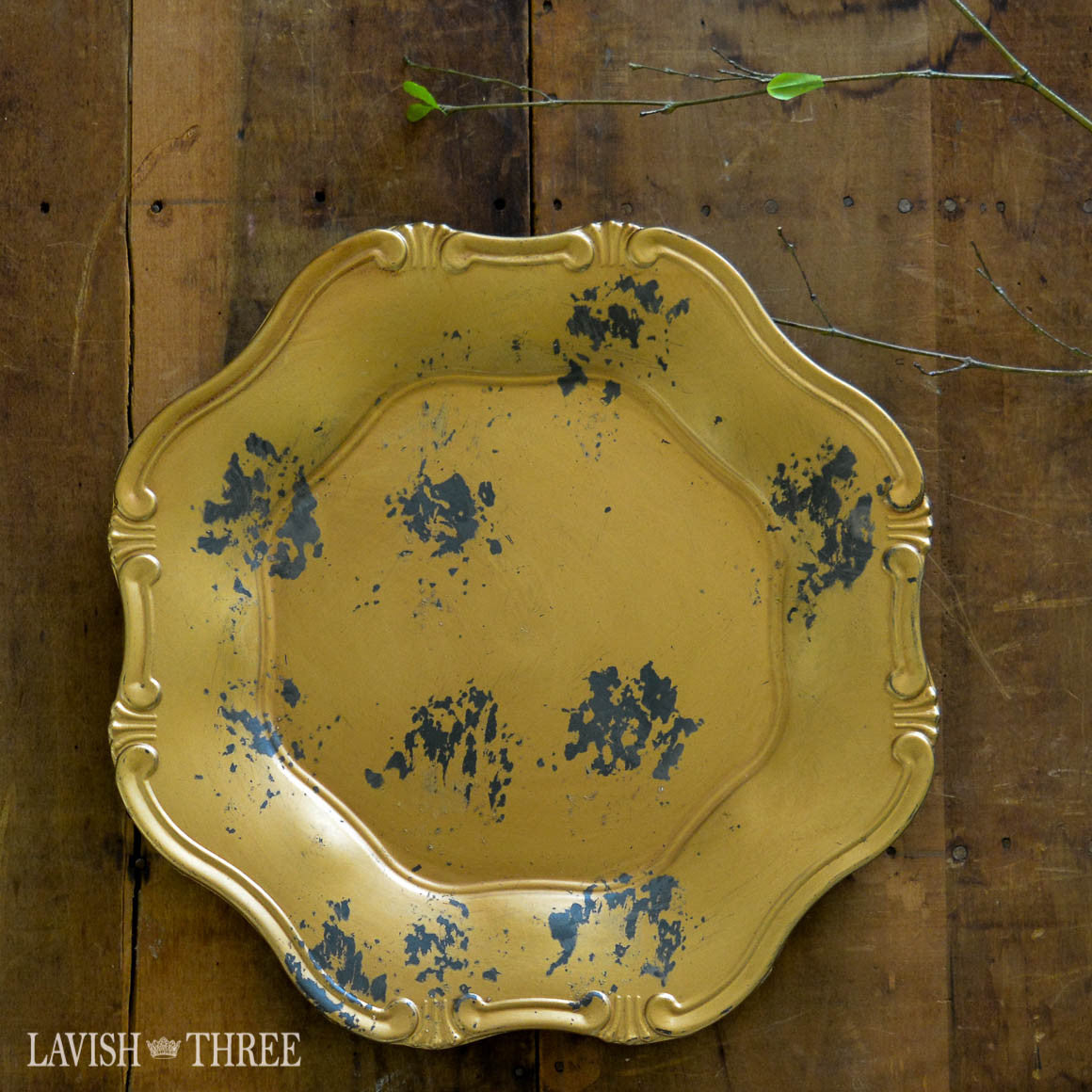 French cottage elegant rich gilded gold charger plate