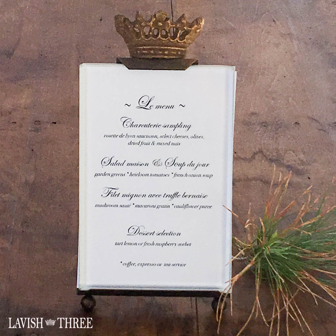 4"x6" vertical standing floating glass frame with brass crown lavish three 3