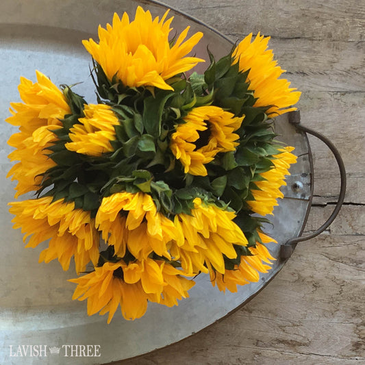 Country style large metal serving tray with rustic handles