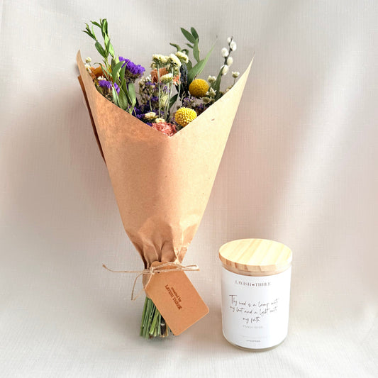 Candle Light + Floral Gift Set