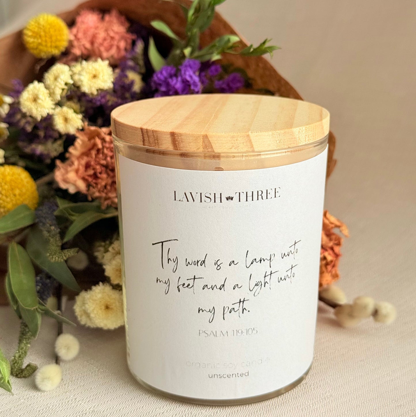 Candle Light + Floral Gift Set