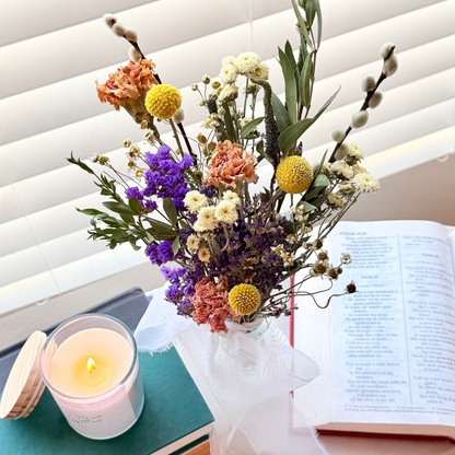 Candle Light + Floral Gift Set