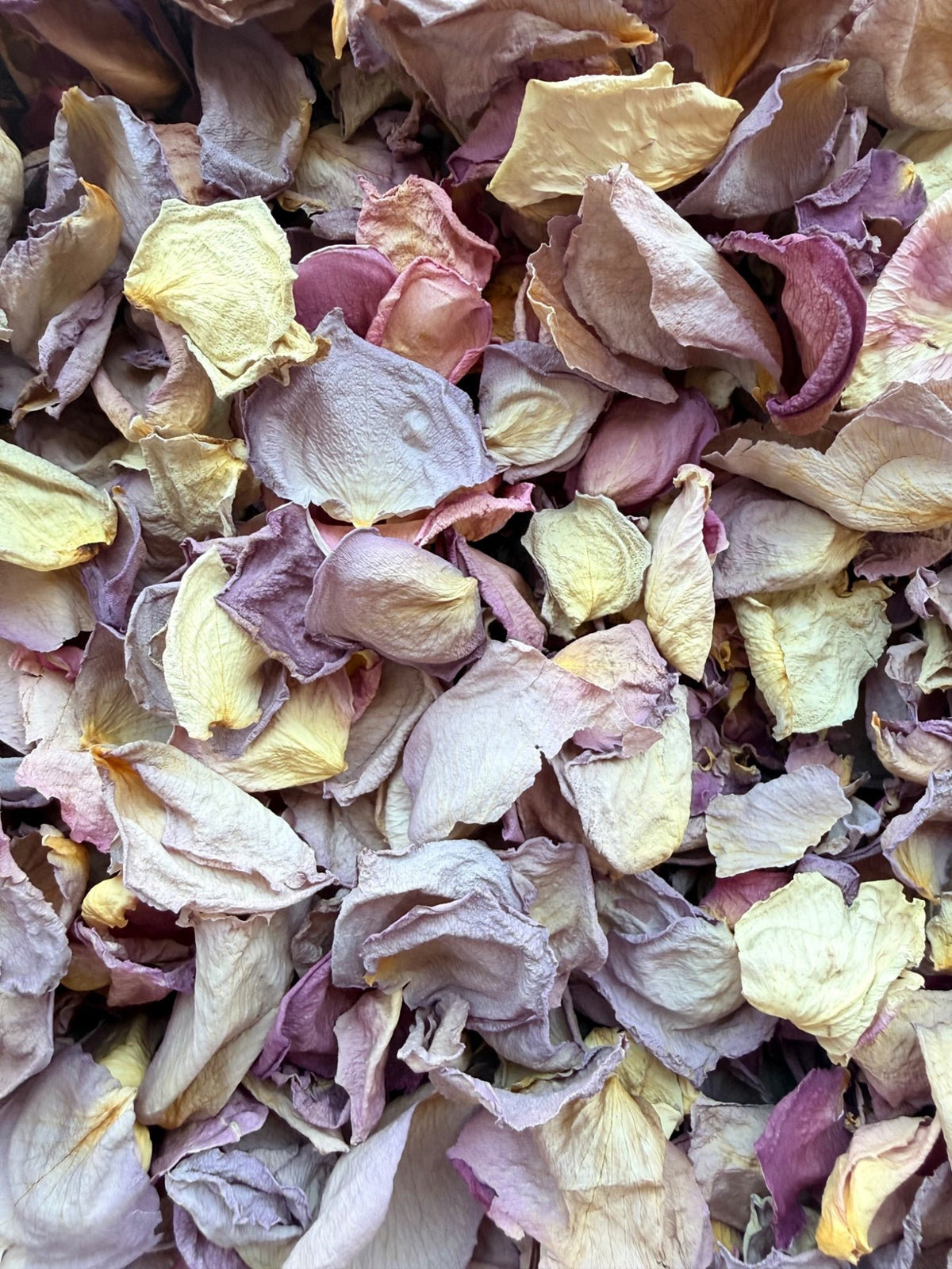 Antique Mauve: Dusty mauve · soft taupe · cream, with naturally varied shapes and textures