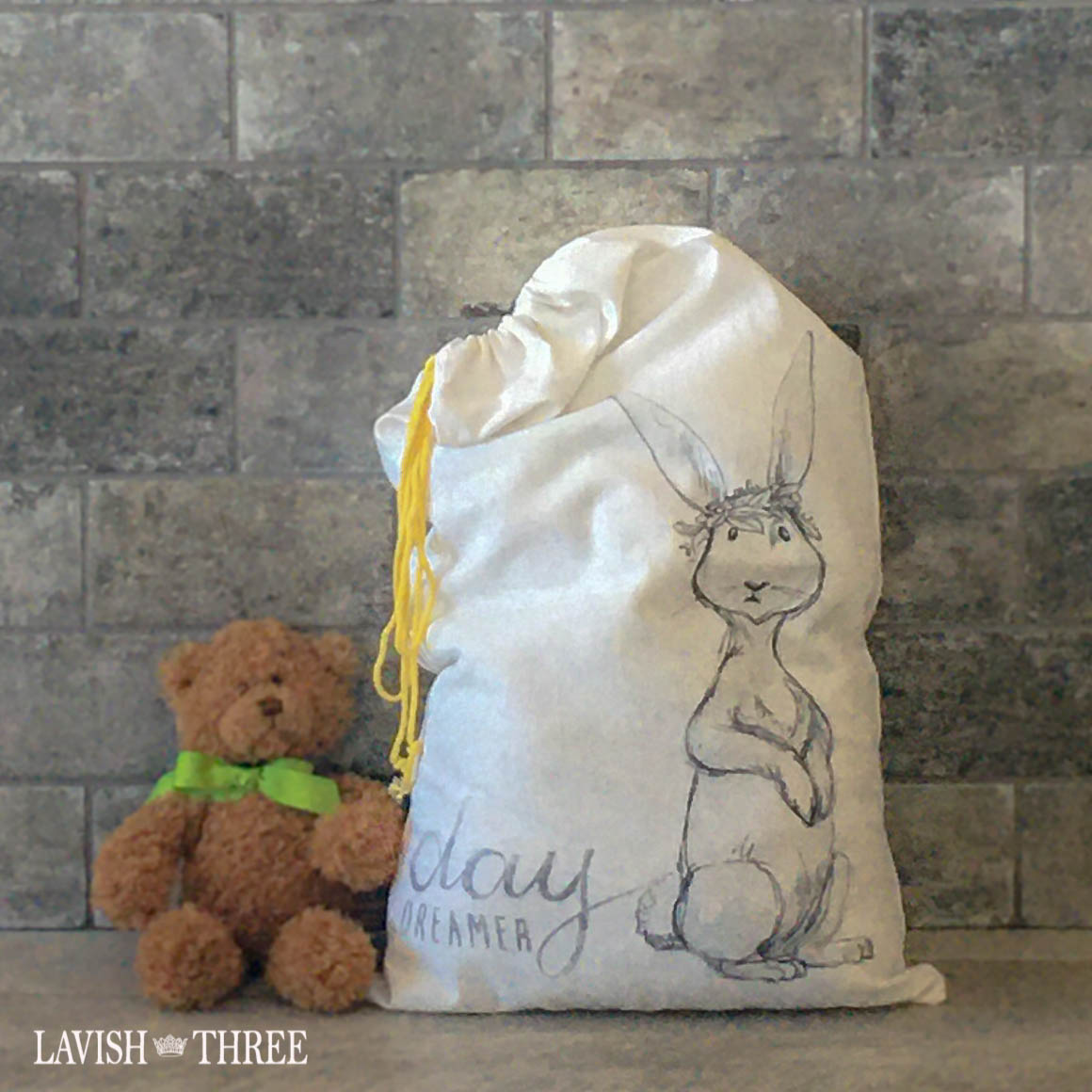 Bunny cotton drawstring bag lavish three 3