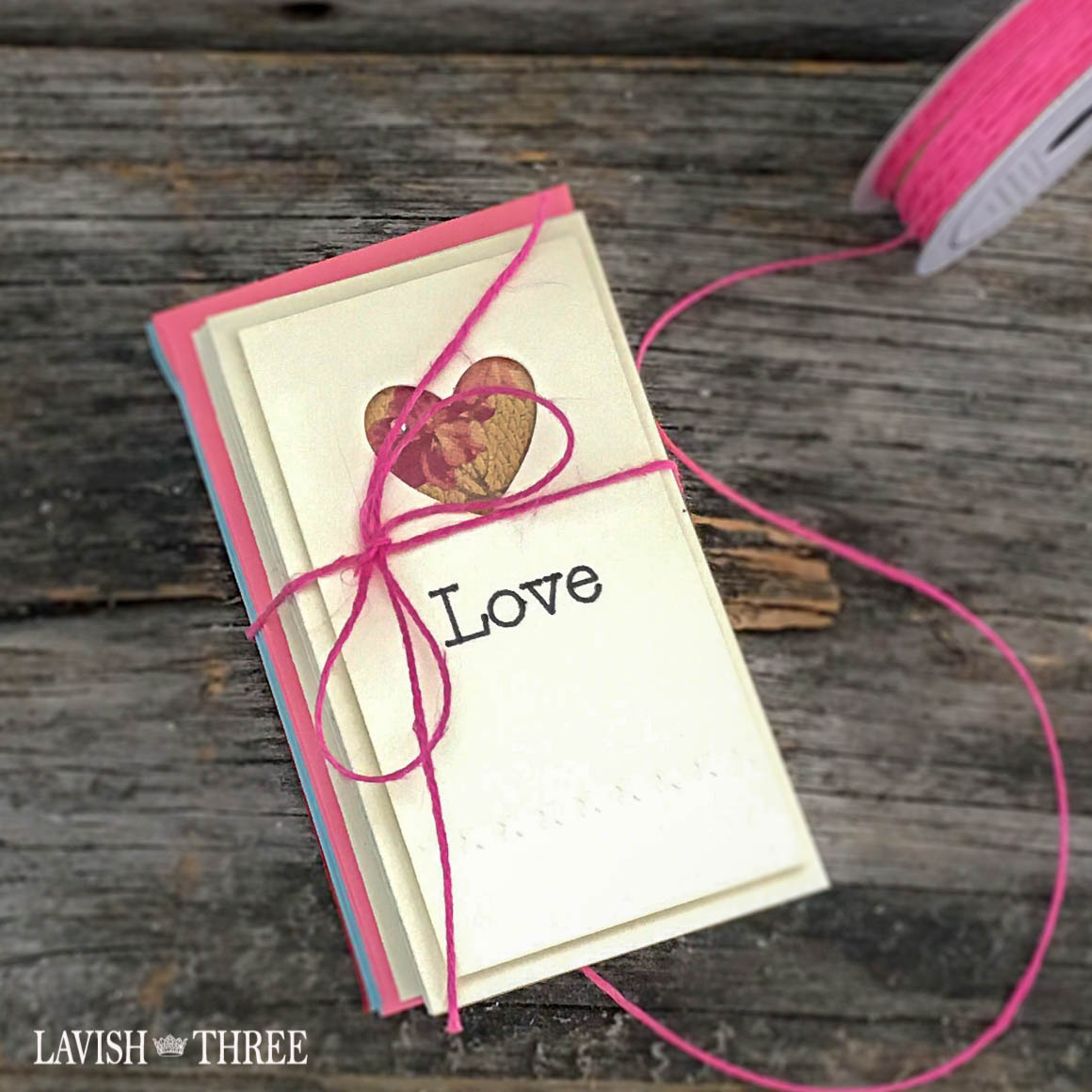 Embossed Love note heart cards with envelopes by Penny Thomas, Lavish Three 3