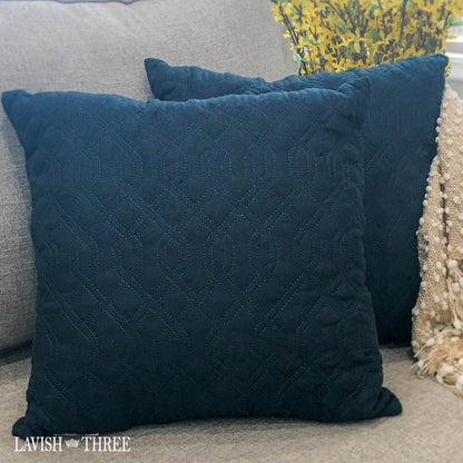 Navy blue square accent throw pillows Lavish three 3