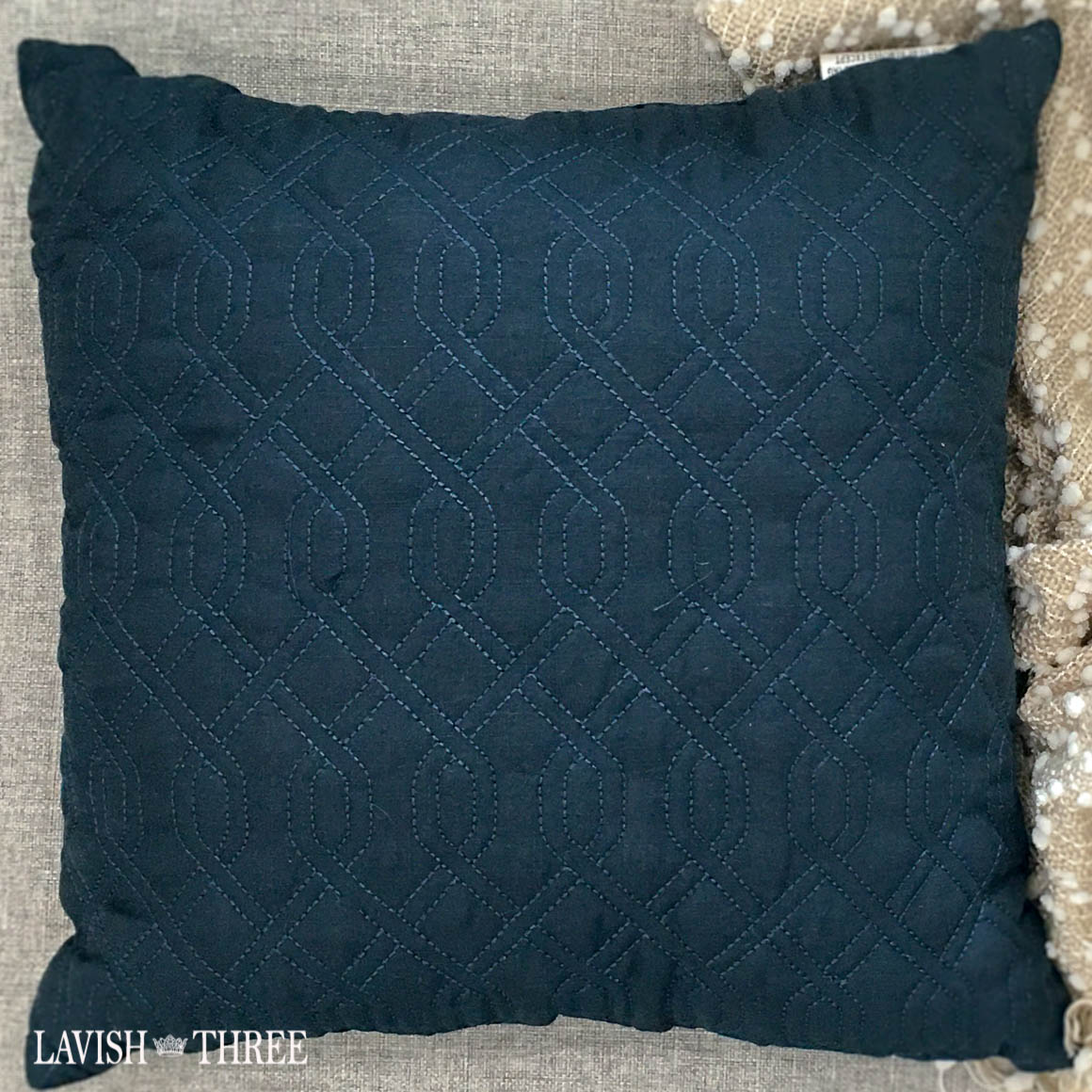 Navy blue square accent throw pillows Lavish three 3