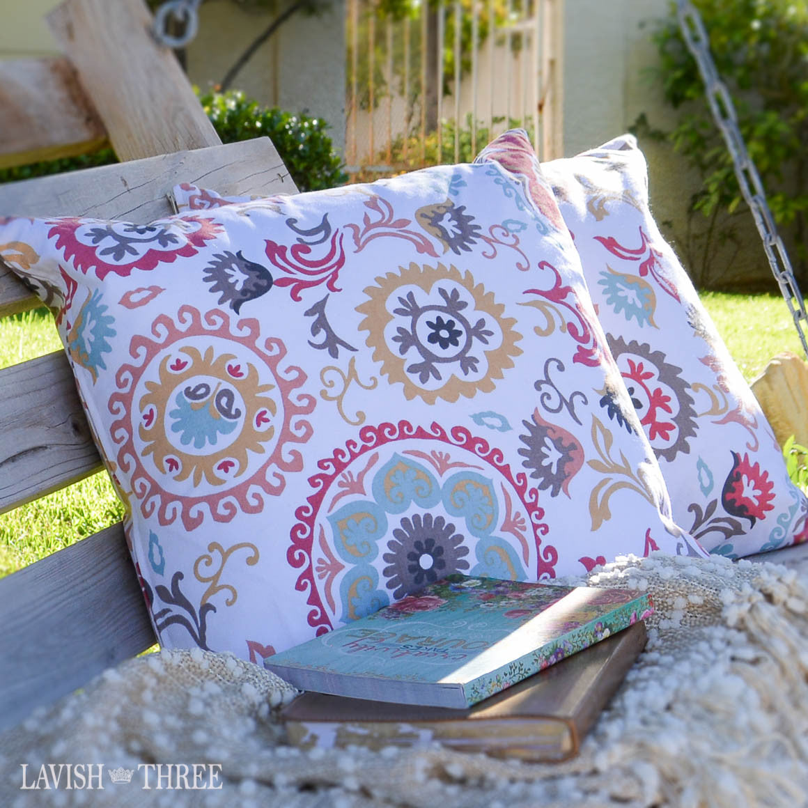 Country cottage floral and swirl boho style pattern throw  pillow set