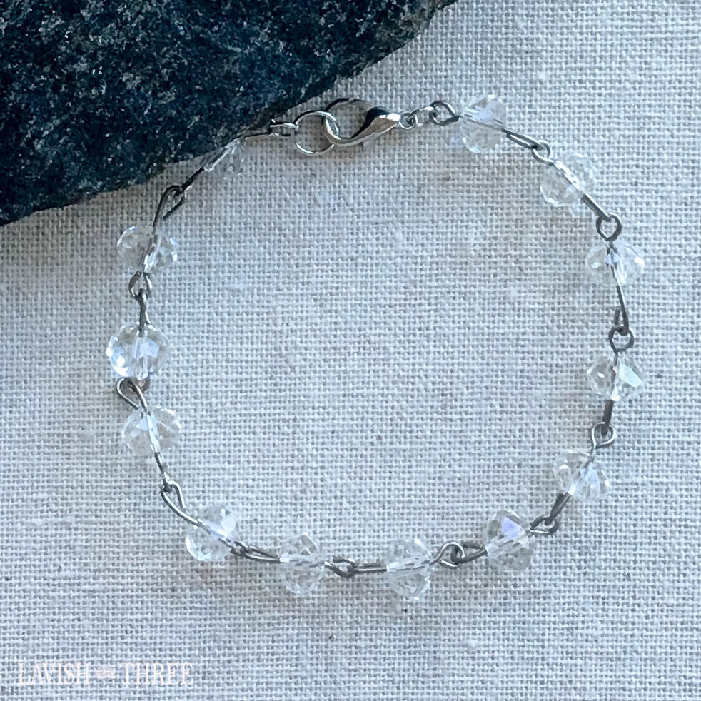silver and crystal bead one of a kind bracelet Lavish three 3