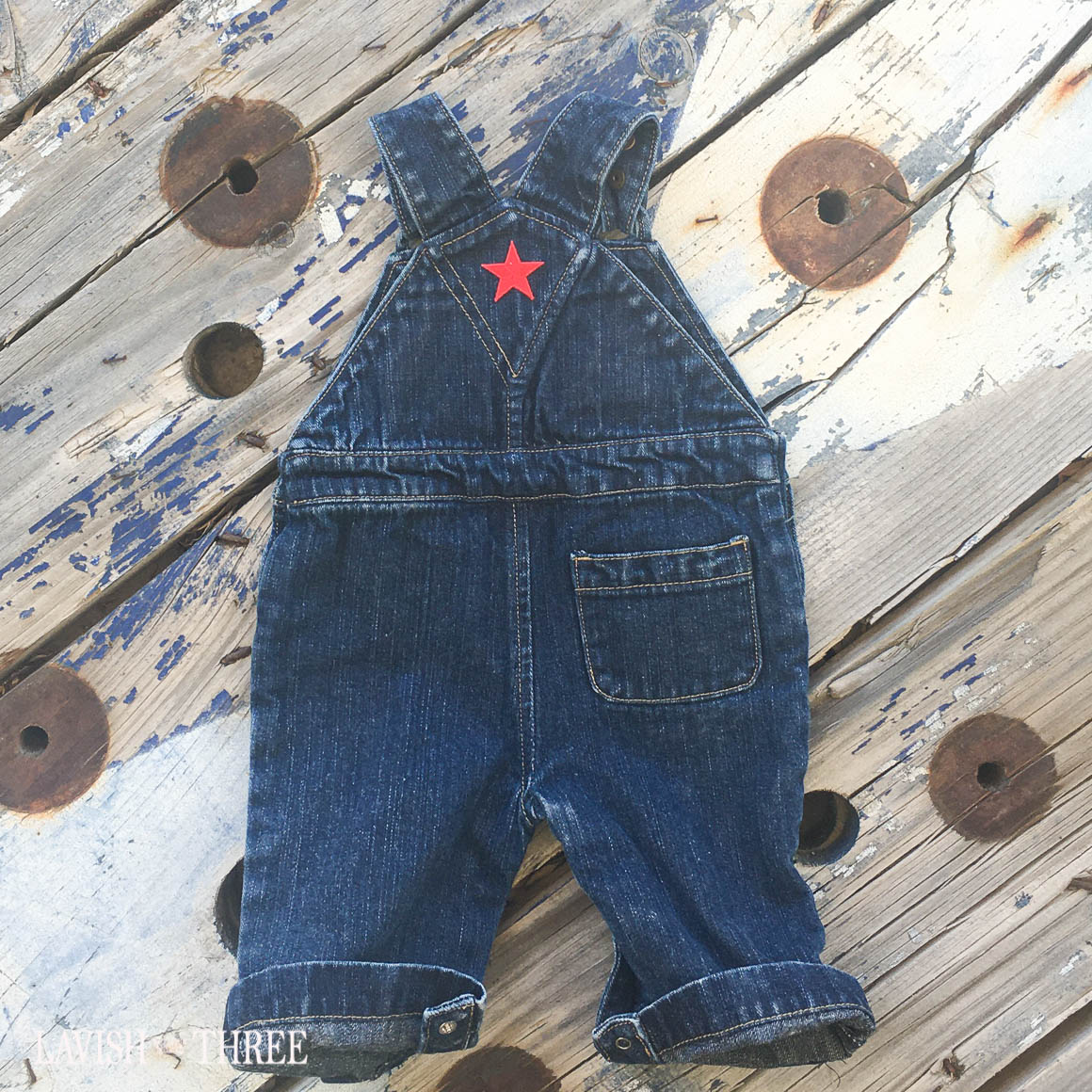 The "little All American kid" denim overalls with eagle & flag