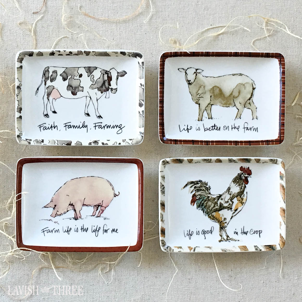 Faith, Family, Farming ~ mini stoneware plate set