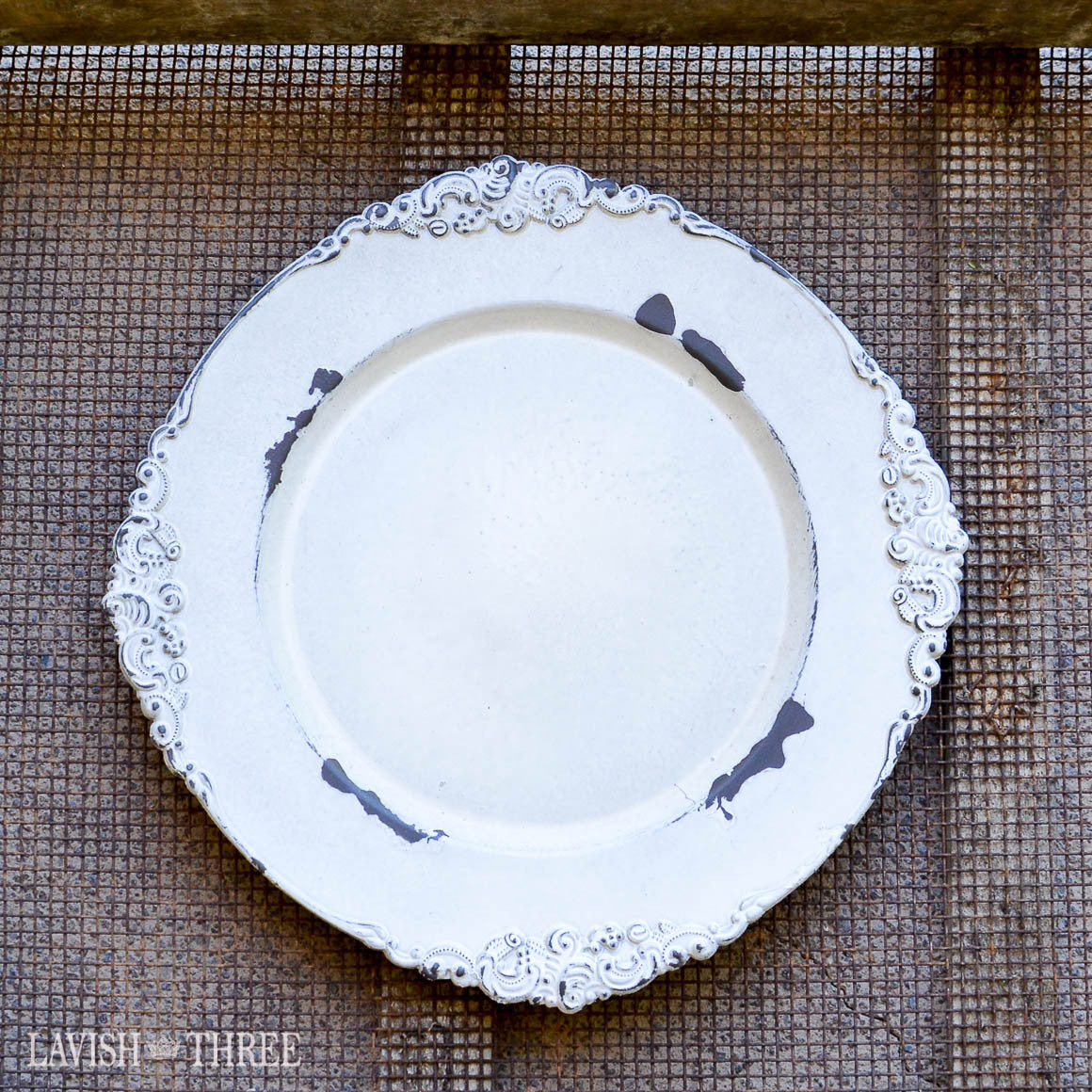 Antique white charger plate romantic victorian wedding place setting
