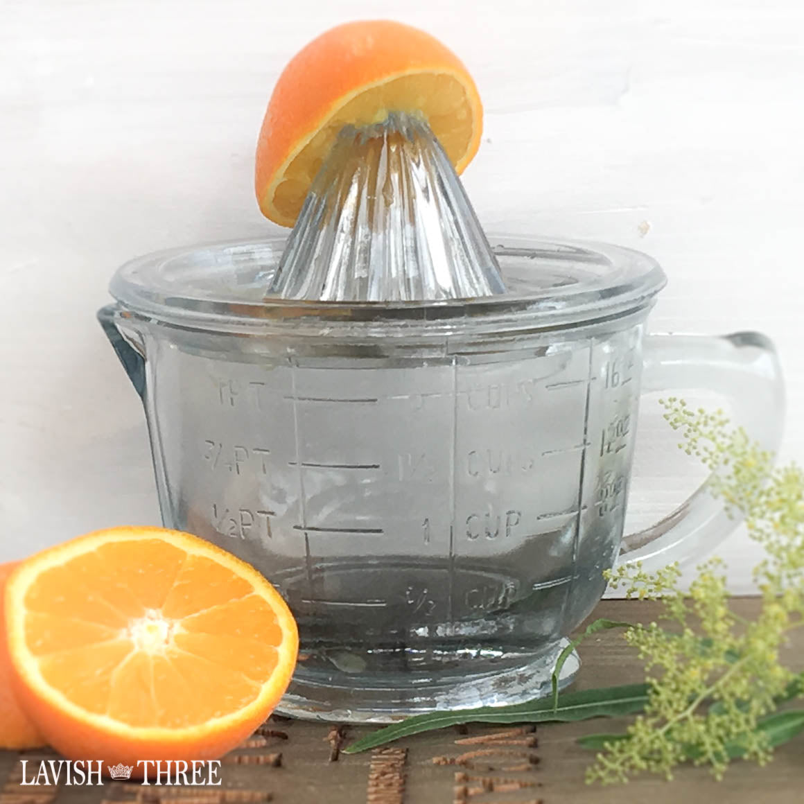 Classic Country-squeezed pressed glass juicer and measuring cup - Lavish  Three