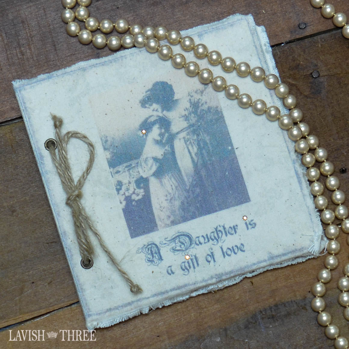 Daughter journal antique aged cover blank paper lavish three 3