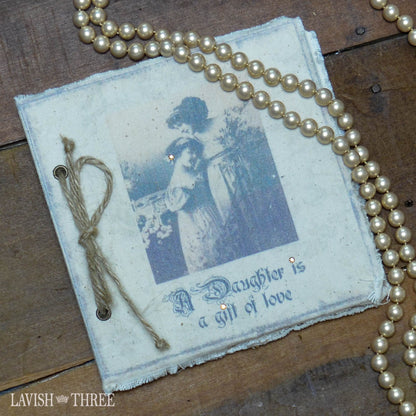 Daughter journal antique aged cover blank paper lavish three 3