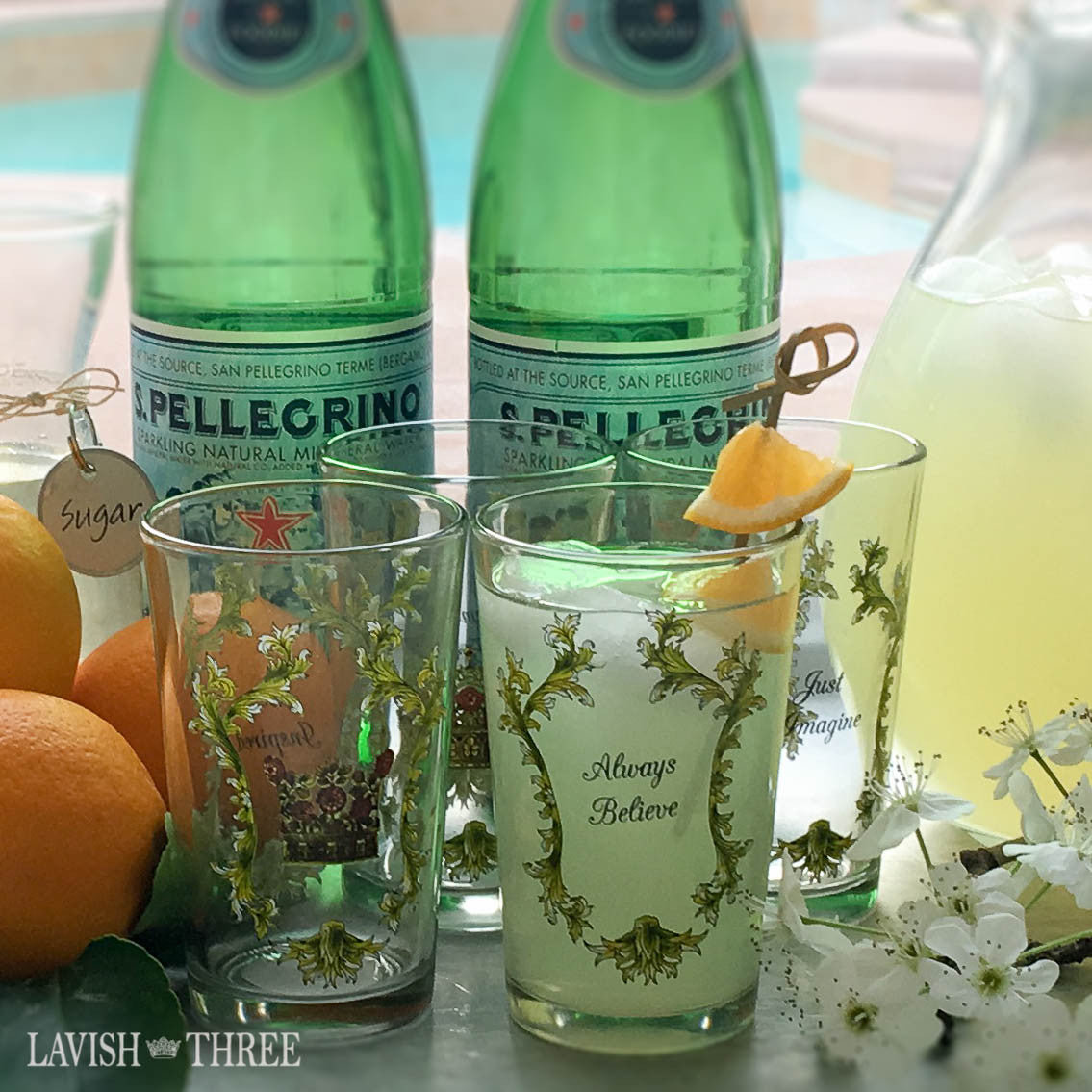 Royal crown juice glasses with inspirational  sayings Lavish three 3