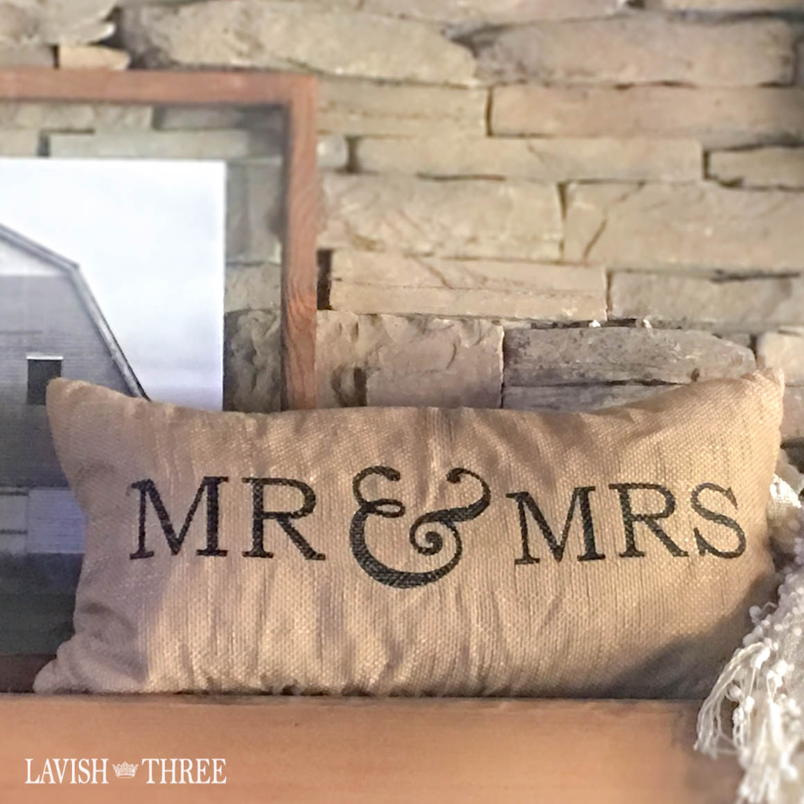 Mr and Mrs wedding burlap throw pillow Lavish three 3