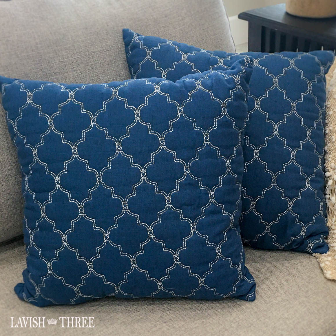 Nautical navy blue throw accent pillow set Lavish three 3