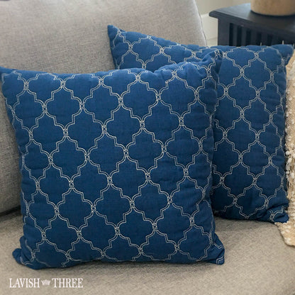 Nautical navy blue throw accent pillow set Lavish three 3