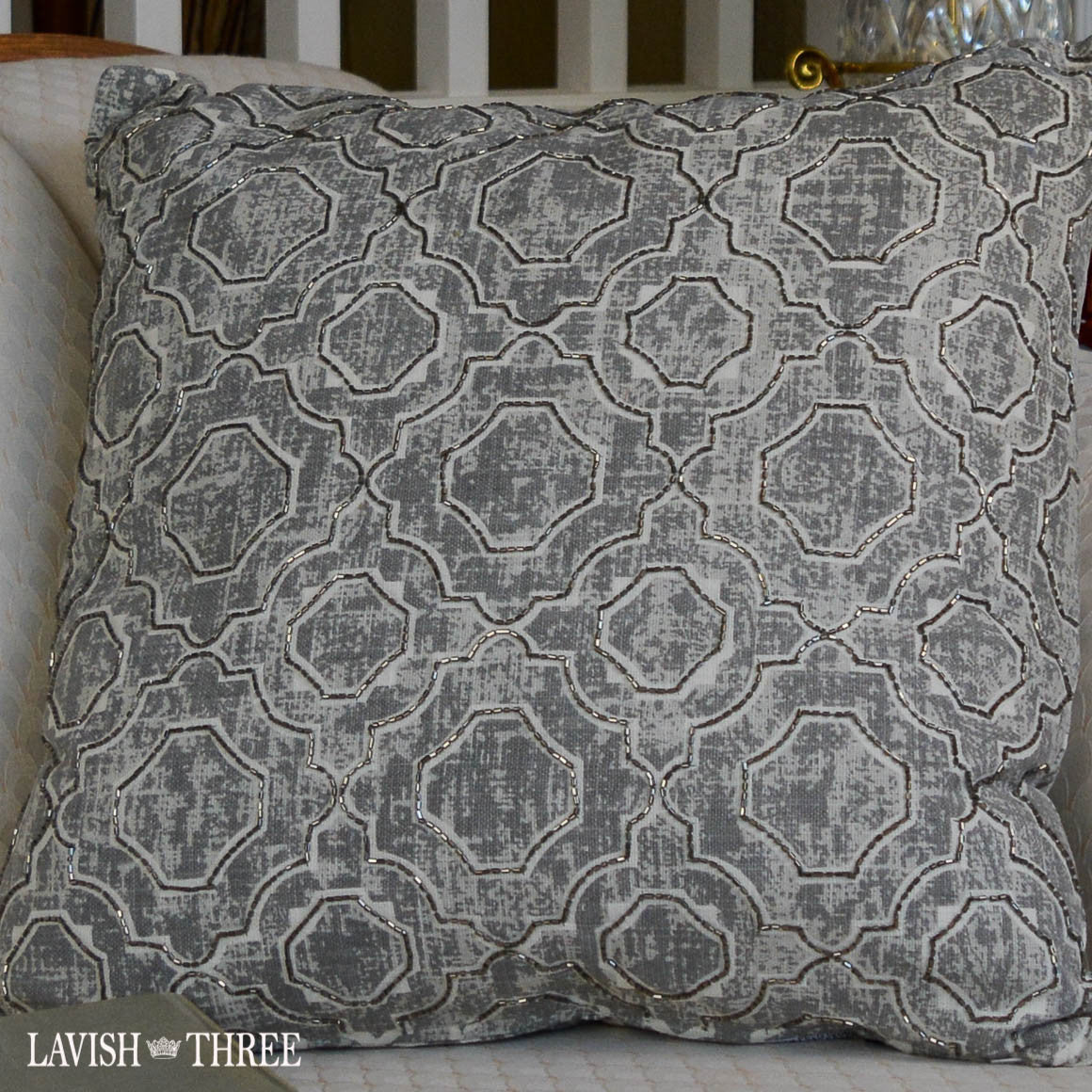 Geometric grey elegant accent throw decorator pillow