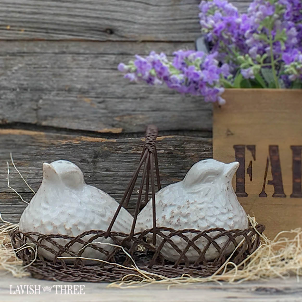 salt and pepper shaker bird in basket nest lavish three 3