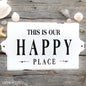 Shabby French cottage style distressed metal Happy Place white sign