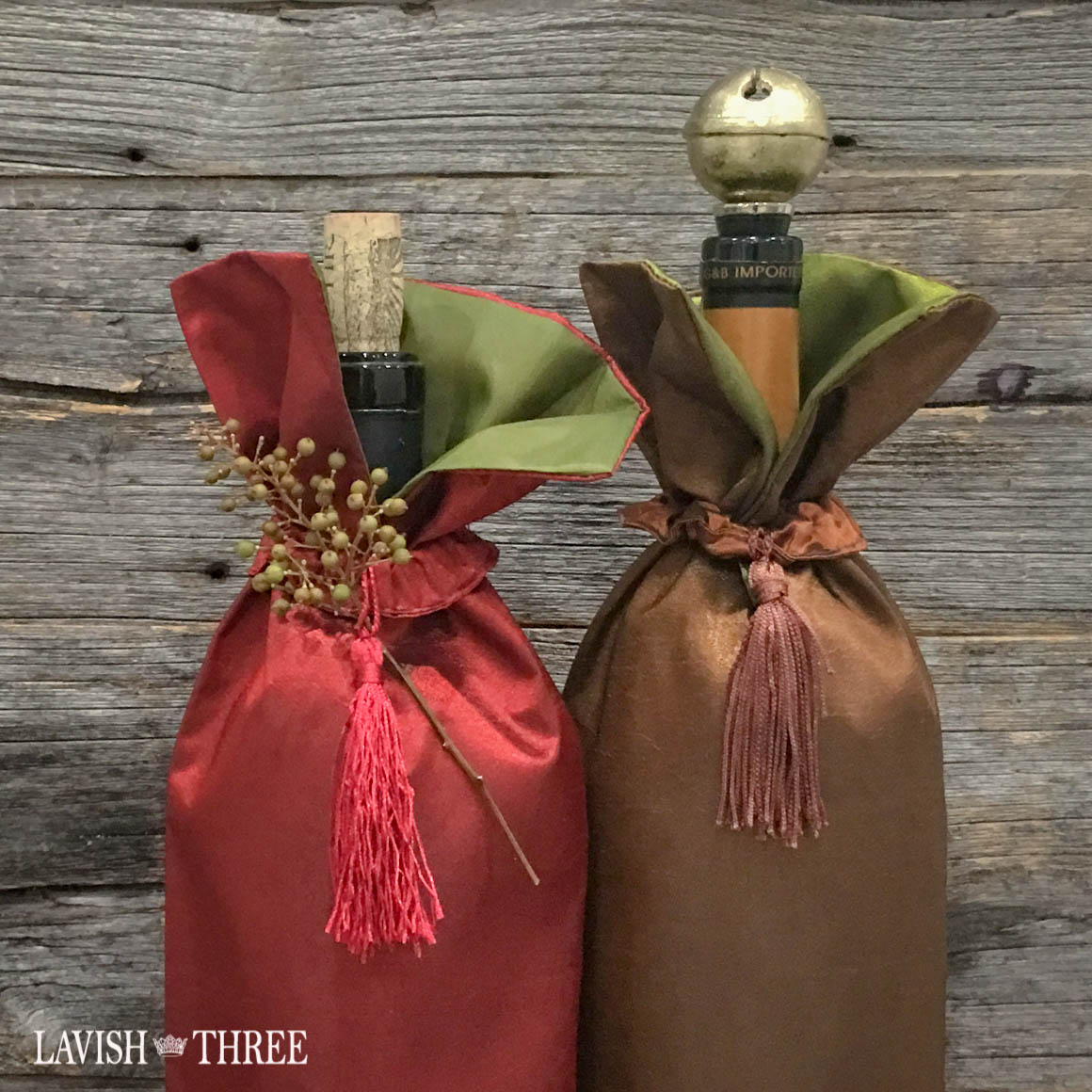 Satin wine bottle dress gift Lavish three 3