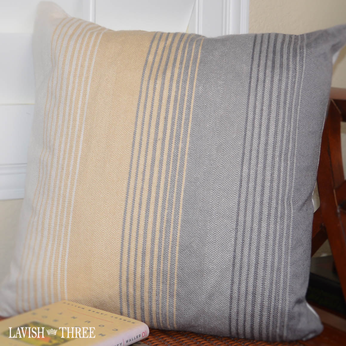 yellow gray striped hombre accent decorative throw pillow lavish three 3