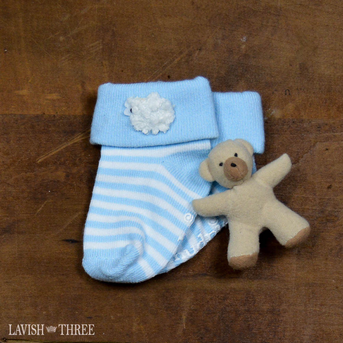 Blessed lamb baby boy pink stripe bib and socks gift set lavish three 3