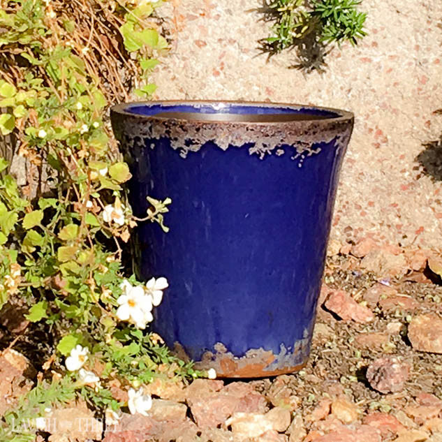 Royal elegant blue crackled garden cache flower pot garden planter lavish three 3
