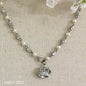 crown charm crystal and pearl silver necklace lavish three 3