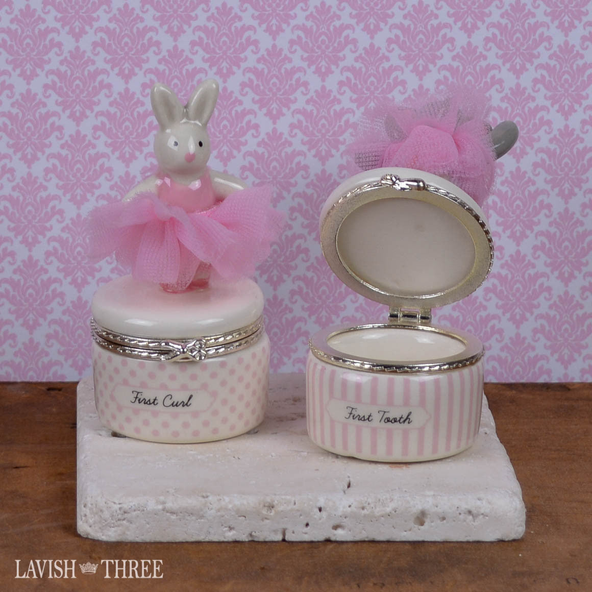 Little Princess' first tooth and curl ceramic baby keepsake
