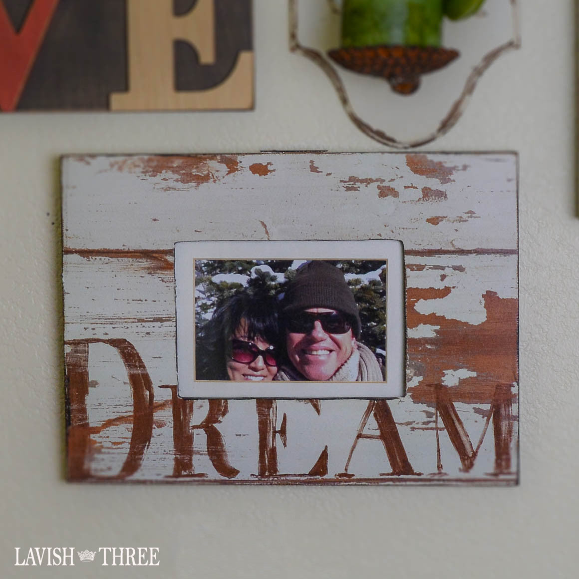 5x7 Country farmhouse distressed wood dream frame in shabby white Lavish three 3