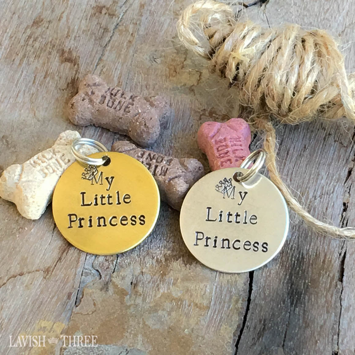My little princess hand stamped dog or cat pet tag charm, brass or nickel