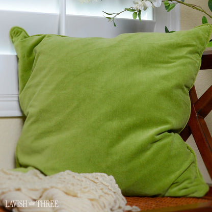 Sage Velvet large Square pillow