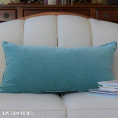 "Teal Velvet " ~ oblong pillow