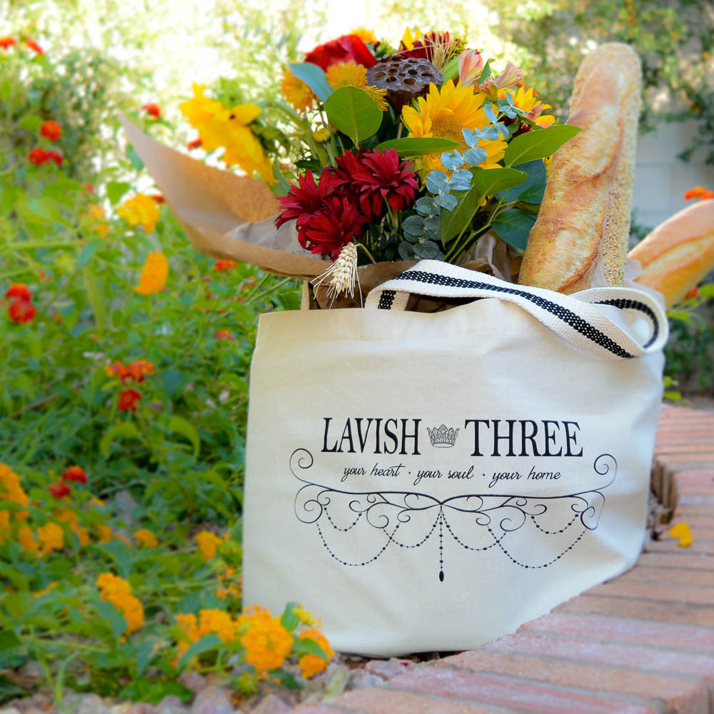 Lavish Three 3 large signature tote carryall cavas utility bag