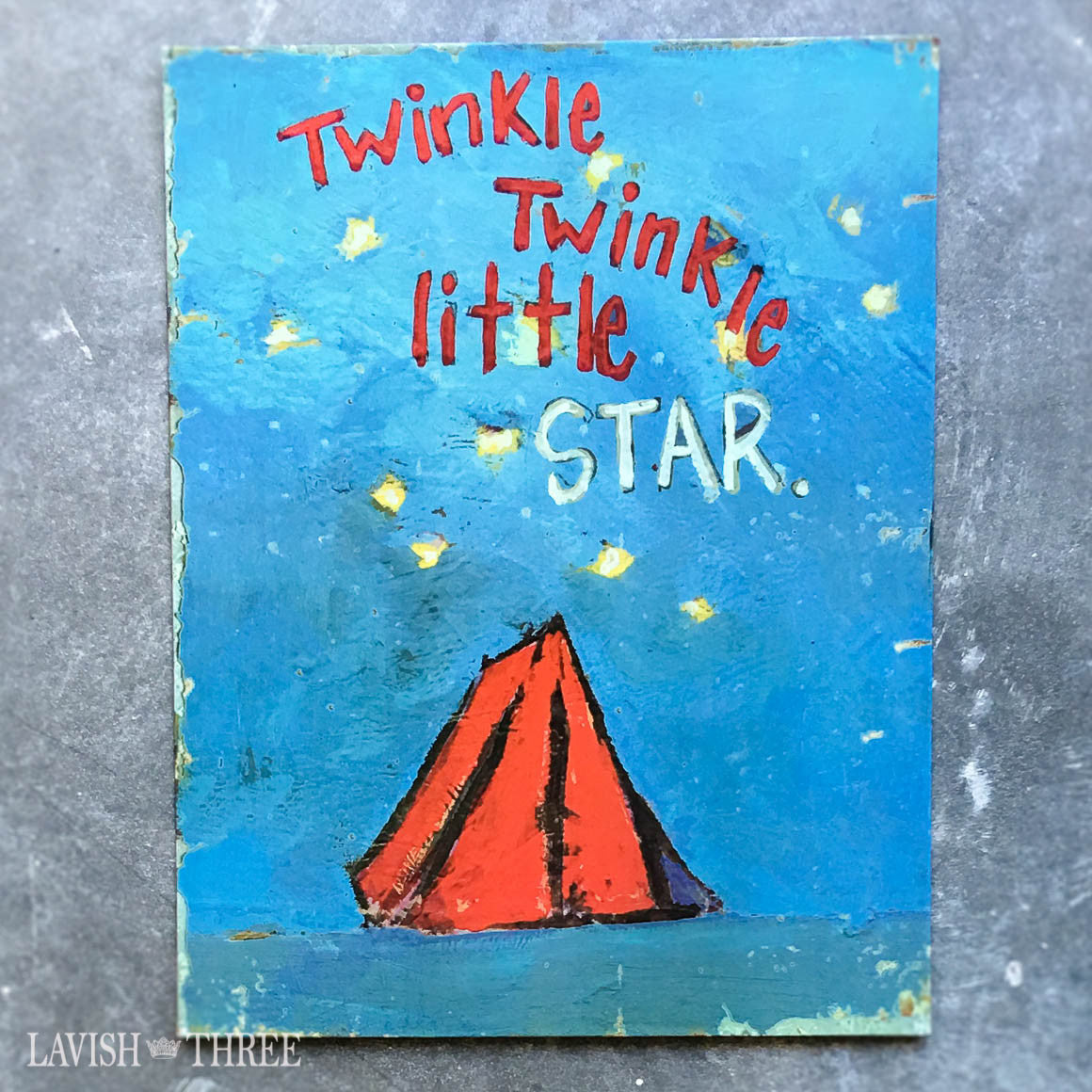 Twinkle twinkle little star blue white tin wall art sign childs room nursery decor